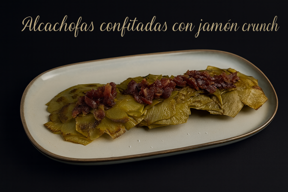 Confit Artichokes with Crispy Ham